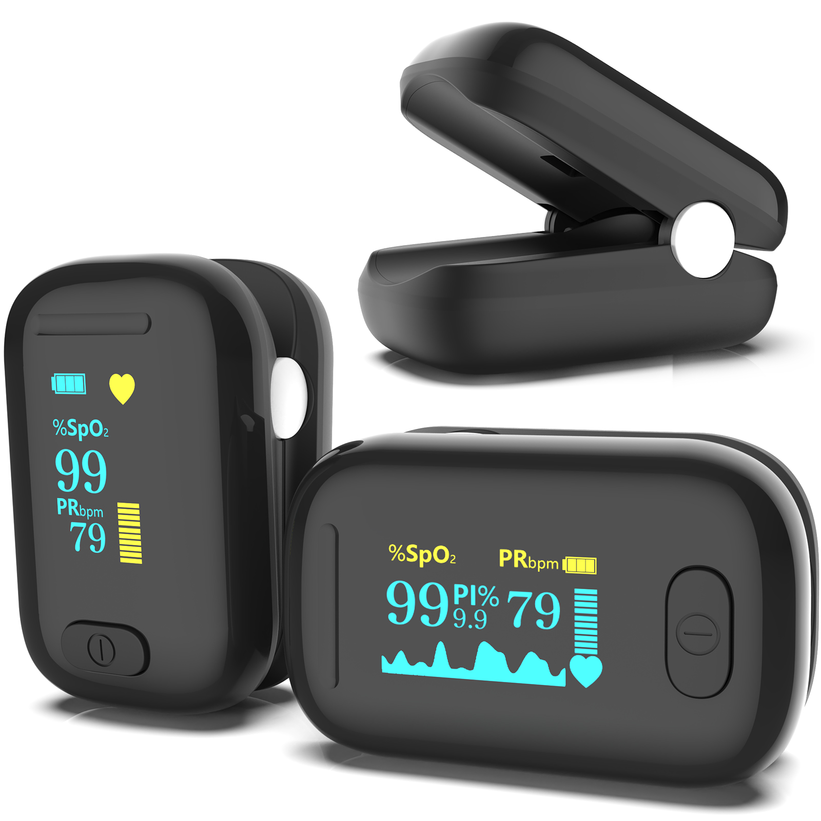 Oxygen Saturation Monitor Fingertip - Oxímetro de Pulso Digital C5AO, Monitor