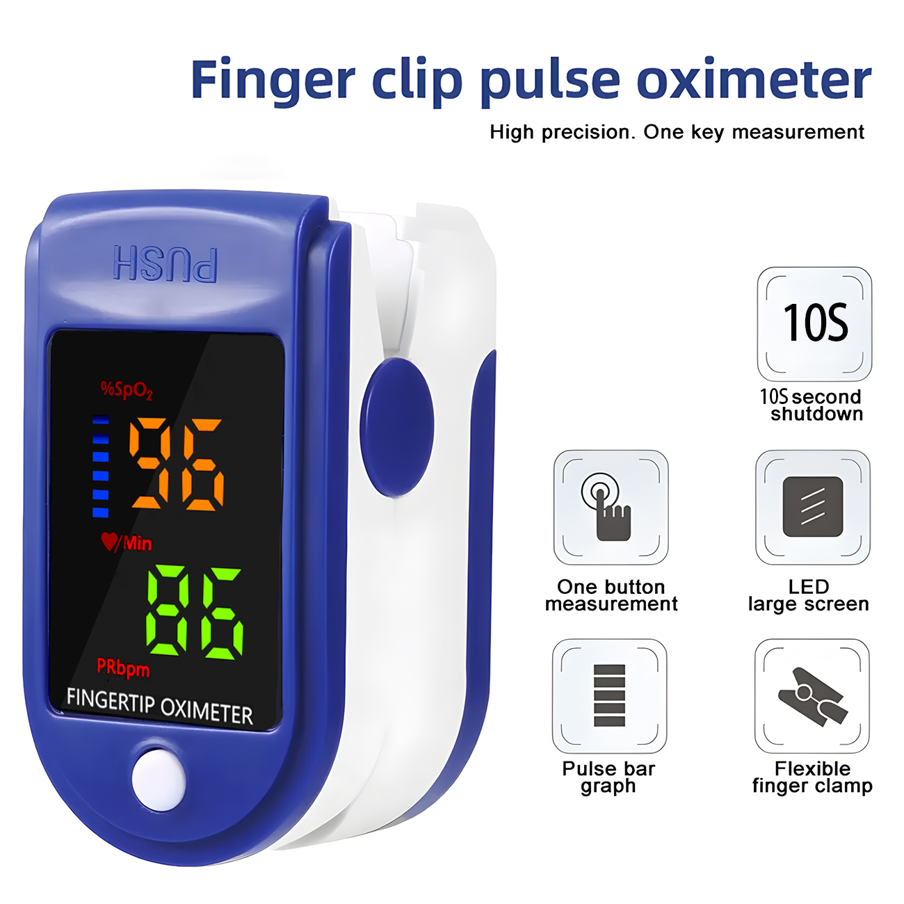 Oxygen Saturation Monitor Fingertip - Oxímetro de pulso Digital TFT médico