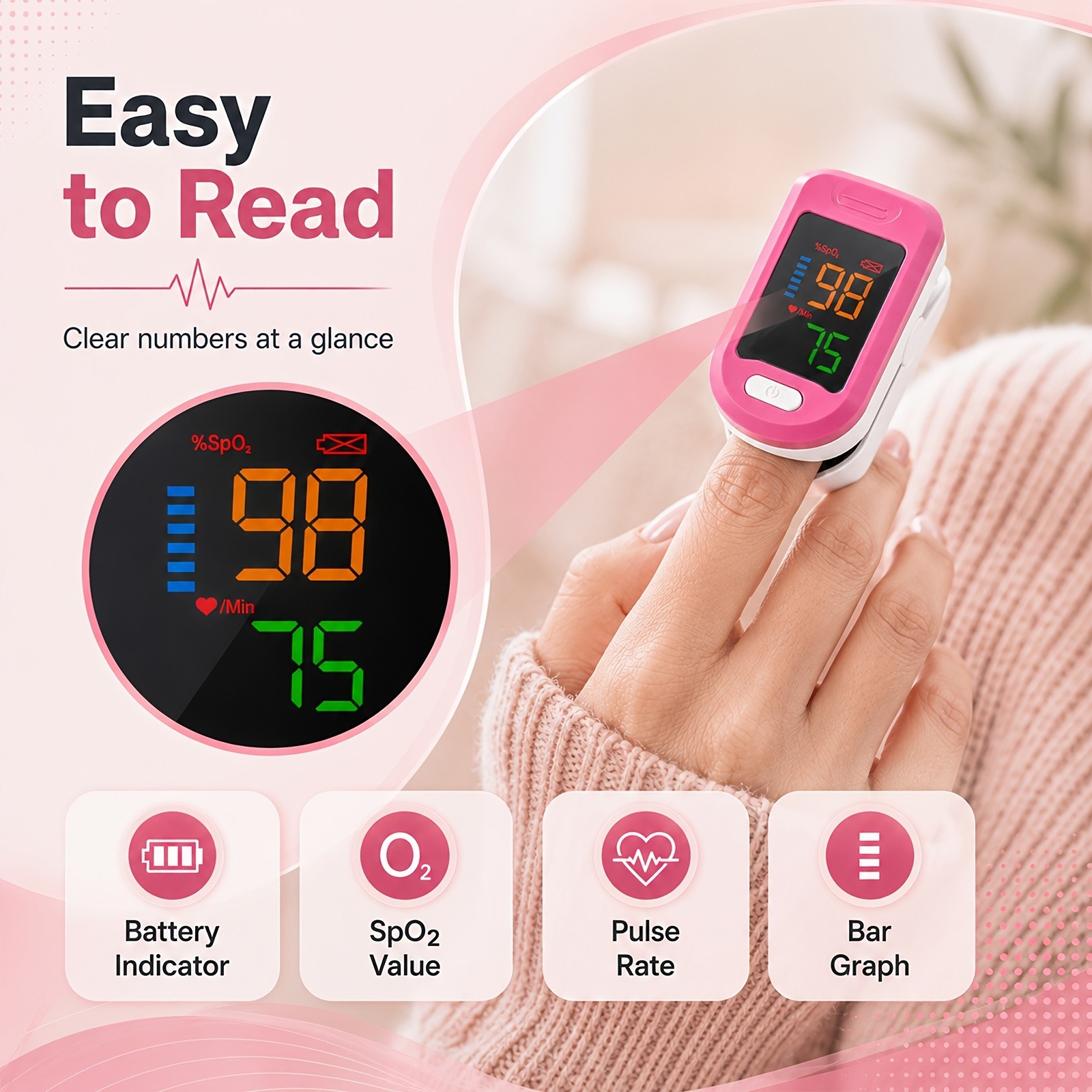 Oxímetro de Pulso de Dedo, Mon - Oxygen Saturation Monitor Fingertip reseña y precio