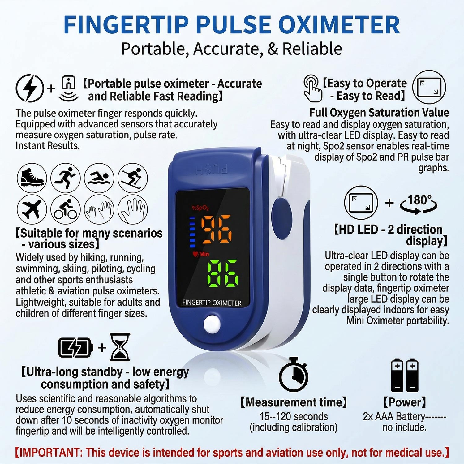 Termómetro médico para la fren - Oxygen Saturation Monitor Fingertip reseña y precio